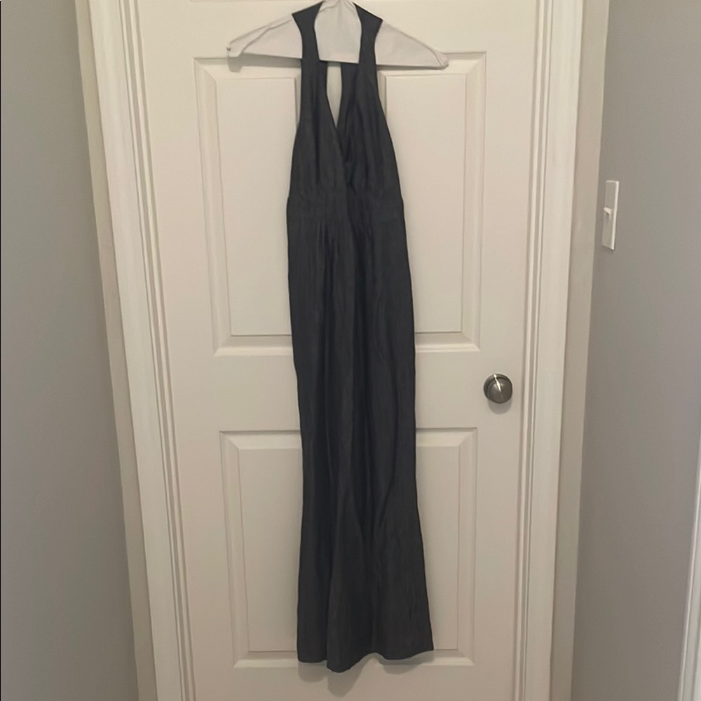 CAbi Blue Backless Halter Dress
